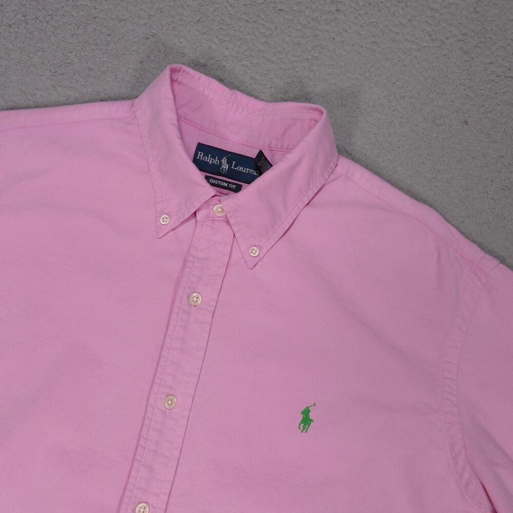 Polo Ralph Lauren Shirt Mens XL Custom Fit Chambray Pink Button Down Long Sleeve - Picture 5 of 15